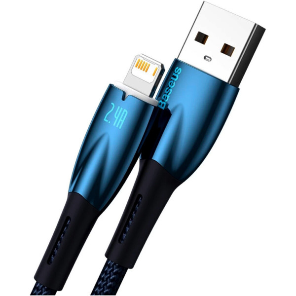 Кабель Baseus Glimmer Series Fast Charging Data Cable USB to iP 2.4A 2m Блакитний