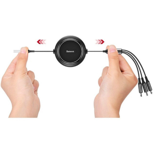 Кабель Baseus Golden Loop Three-in-One Elastic Data Cable USB for M+L+T 3.5A 1.2m Black