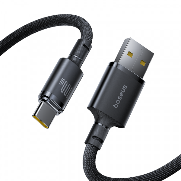 Кабель Baseus New Braided Fast Charging Cable USB-A to USB-C 100W/7.5W 1m Cosmic Black (E0426W01)