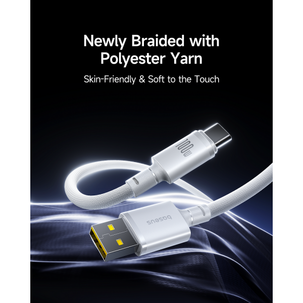 Кабель Baseus New Braided Fast Charging Cable USB-A to USB-C 100W/7.5W 1m Cosmic Black (E0426W01)