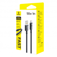 Кабель Baseus New Braided Fast Charging Cable USB-A to USB-C 100W/7.5W 1m Cosmic Black (E0426W01)