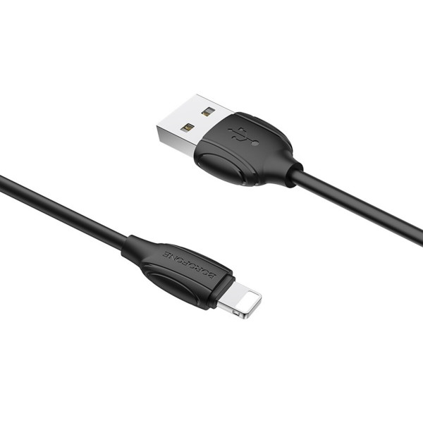 Кабель BOROFONE BX19 USB to iP 2.4A, 1m, PVC, TPE connectors, Чорний