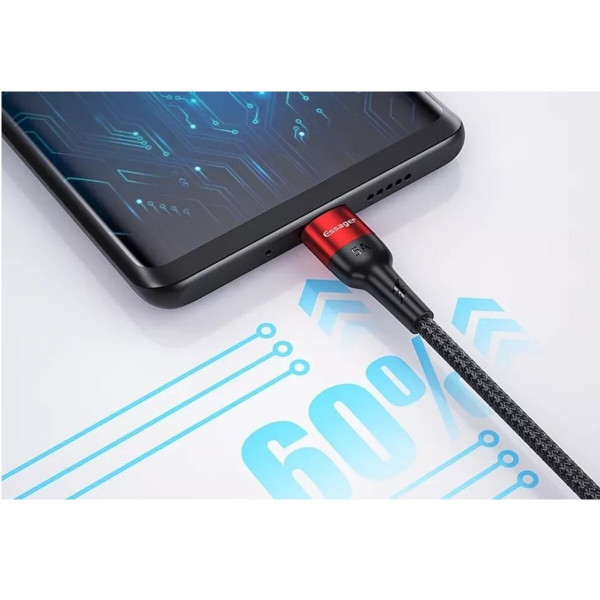 Кабель ESSAGER Fast Charging 5A USB-A to Type C 0.3m red