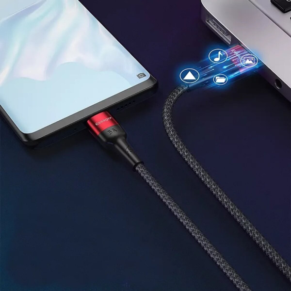 Кабель ESSAGER Fast Charging 5A USB-A to Type C 0.3m red