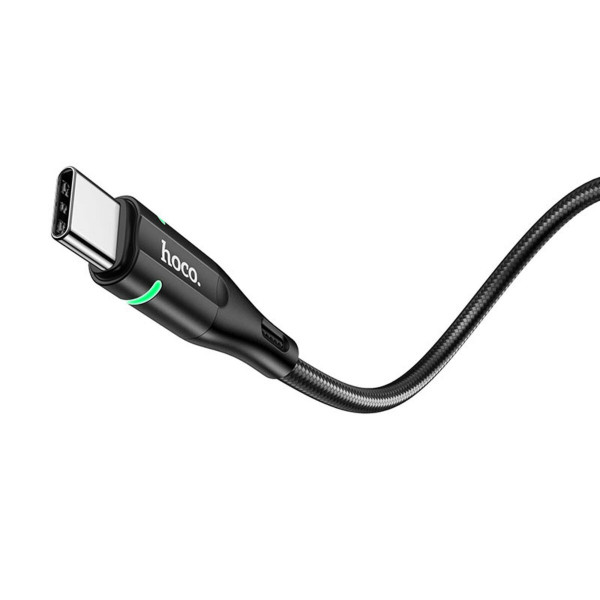 Кабель HOCO U93 USB to Type-C 3A, 1.2m, nylon, aluminum connectors, light indicator, Чорний
