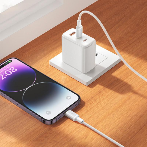 Кабель HOCO X128 Benefit PD30W charging data cable iP White (6942007681063)