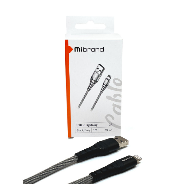 Кабель Mibrand MI-14 Fishing Net Charging Line USB for Lightning 2A 1m Black/Grey
