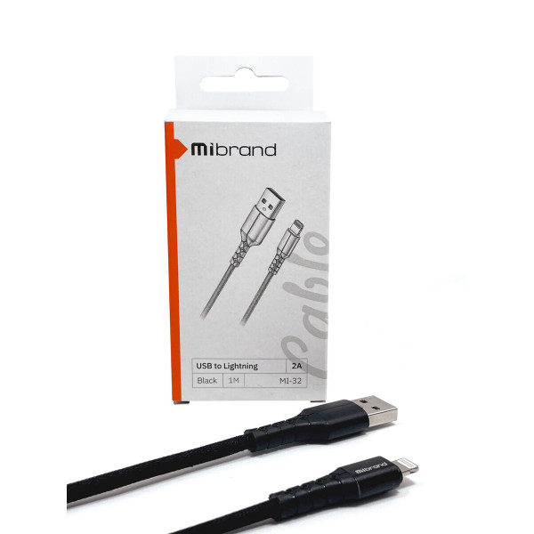 Кабель Mibrand MI-32 Nylon Charging Line USB for Lightning 2A 1m Black
