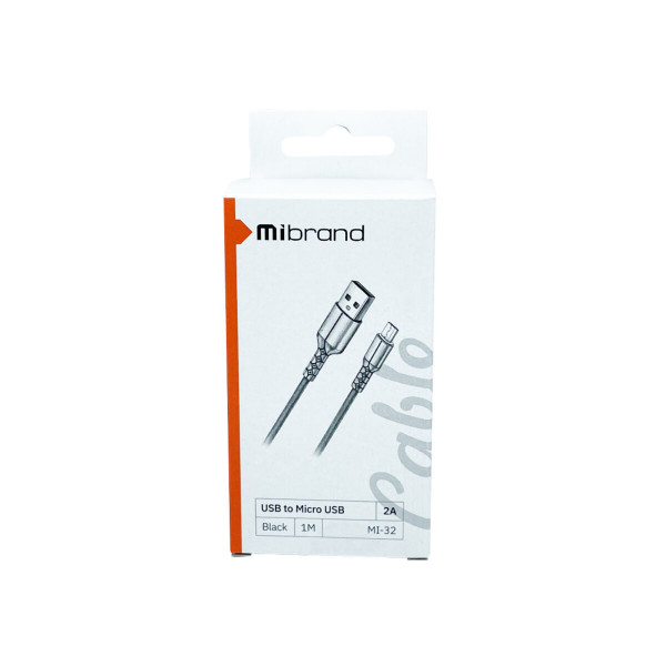 Кабель Mibrand MI-32 Nylon Charging Line USB for Micro 2A 1m Black