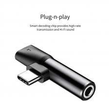 Кабель-перехiдник Baseus L41 Type-C(input) for Type-C female connectors+3.5 mm female Black (CATL41-01)