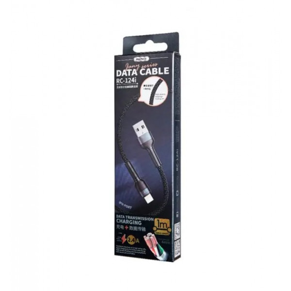 Кабель REMAX Jany Series Aluminum Alloy Braided 2.4A data cable RC-124m/i/a Micro-Black (6972174153568)