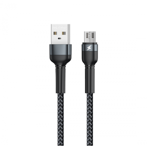 Кабель REMAX Jany Series Aluminum Alloy Braided 2.4A data cable RC-124m/i/a Micro-Black (6972174153568)