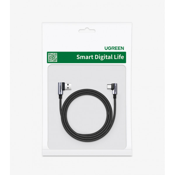 Кабель UGREEN US176 Right Angle USB-A to USB-C Cable 1m (Space Gray) (UGR-20856)
