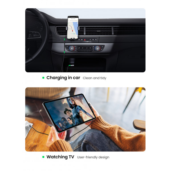 Кабель UGREEN US176 Right Angle USB-A to USB-C Cable 1m (Space Gray) (UGR-20856)