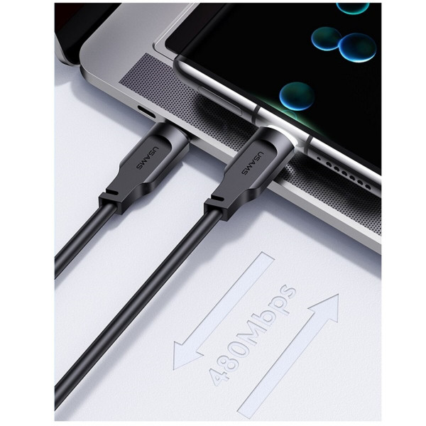 Кабель Usams US-SJ567 Type-C To Type-C PD 100W Data Cable Lithe Series 1.2m Black