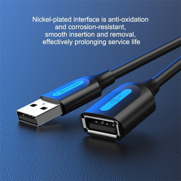 Кабель Vention USB 2.0 A Male to A Female Extension Cable 2M чорний PVC Type (CBIBH)