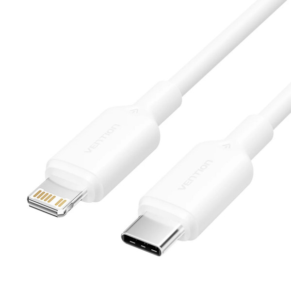 Кабель Vention USB 2.0 Type-C Male to Lightning Male 3A Cable 2M Білий PVC Type