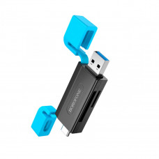 Картрідер BOROFONE DH9 Wisdom 2-in-1 USB/Type-C 3.0 card reader Чорний Блакитний