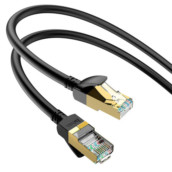 Мережевий кабель HOCO US02 Level pure copper gigabit ethernet cable(L=1M) Black