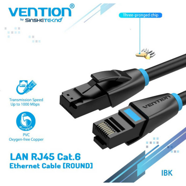 Мережевий кабель Vention Cat.6 UTP Patch Cable 1.5M Black (IBEBG)