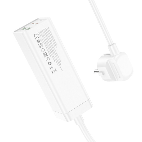 Мережевий подовжувач HOCO AC10A Barry PD65W GaN (2C2A with 1 socket) desktop charger White