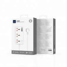 Мережевий подовжувач WIWU 30W Cube Multiple Function GaN Power Strip 1C3A+3 sockets Wi-S005 EU White (6977703654196)