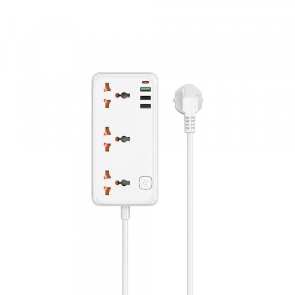 Мережевий подовжувач WIWU 30W Cube Multiple Function GaN Power Strip 1C3A+3 sockets Wi-S005 EU White (6977703654196)