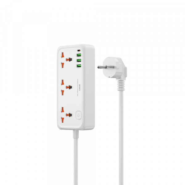 Мережевий подовжувач WIWU 30W Cube Multiple Function GaN Power Strip 1C3A+3 sockets Wi-S005 EU White (6977703654196)