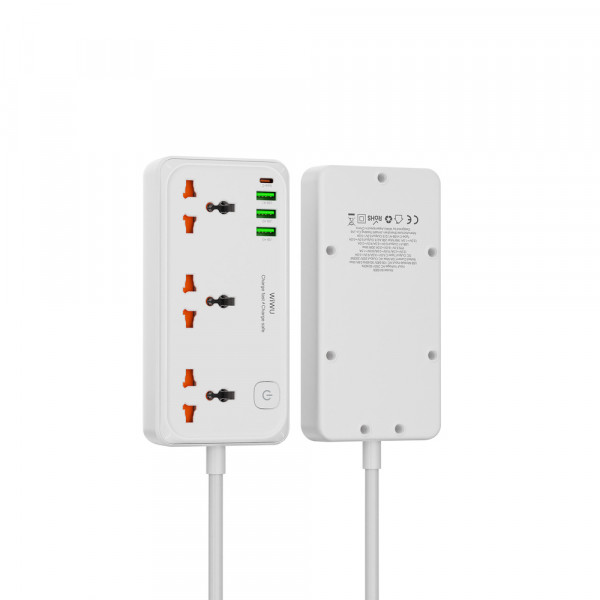 Мережевий подовжувач WIWU 30W Cube Multiple Function GaN Power Strip 1C3A+3 sockets Wi-S005 EU White (6977703654196)
