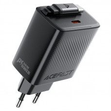 Мережевий зарядний пристрій ACEFAST A110 PD30W GaN charger (USB-C+USB-C) with retractable cable (EU) Black