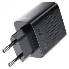 Мережевий зарядний пристрій ACEFAST A110 PD30W GaN charger (USB-C+USB-C) with retractable cable (EU) Black