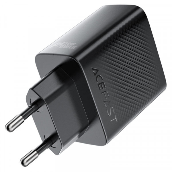 Мережевий зарядний пристрій ACEFAST A110 PD30W GaN charger (USB-C+USB-C) with retractable cable (EU) Black