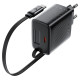 Мережевий зарядний пристрій ACEFAST A110 PD30W GaN charger (USB-C+USB-C) with retractable cable (EU) Black