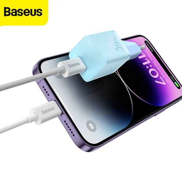 Мережевий зарядний пристрій Baseus GaN5 Fast Charger(mini) 1C 30W EU Блакитний