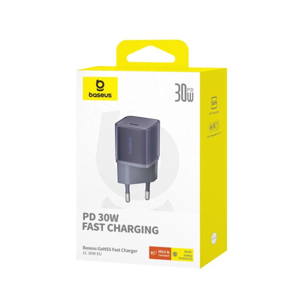 Мережевий зарядний пристрій Baseus GaN5 Fast Charger(mini) 1C 30W EU Purple
