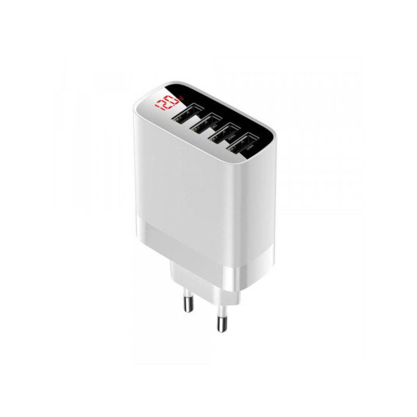 Мережевий зарядний пристрій Baseus Mirror Lake Digital Display 4USB Travel Charger 30W (EU) White