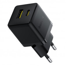 Мережевий зарядний пристрій Baseus Palm Fast Charger C+U 20W EU Cluster Black (with Baseus Mini White Cable USB-C to USB-C 60W (20V/3A) 1m Cluster Bla (P10111608113-01)