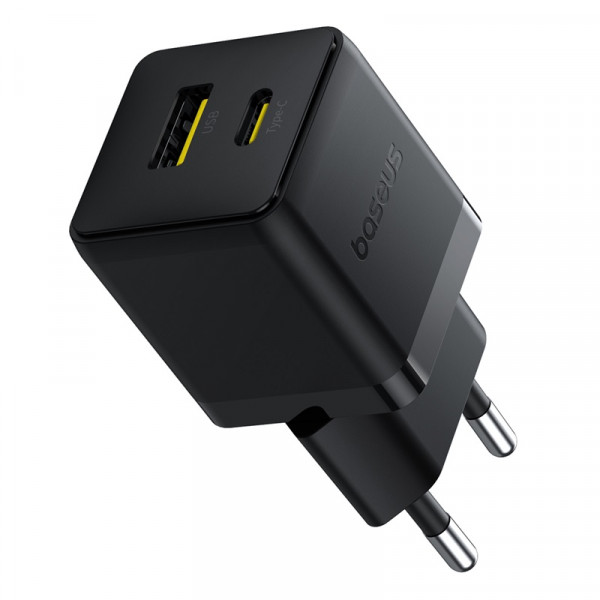 Мережевий зарядний пристрій Baseus Palm Fast Charger C+U 20W EU Cluster Black (with Baseus Mini White Cable USB-C to USB-C 60W (20V/3A) 1m Cluster Bla (P10111608113-01)