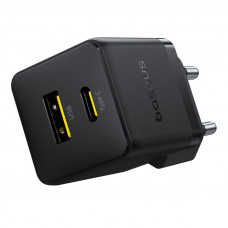 Мережевий зарядний пристрій Baseus Palm Fast Charger C+U 20W EU Cluster Black (with Baseus Mini White Cable USB-C to USB-C 60W (20V/3A) 1m Cluster Bla (P10111608113-01)