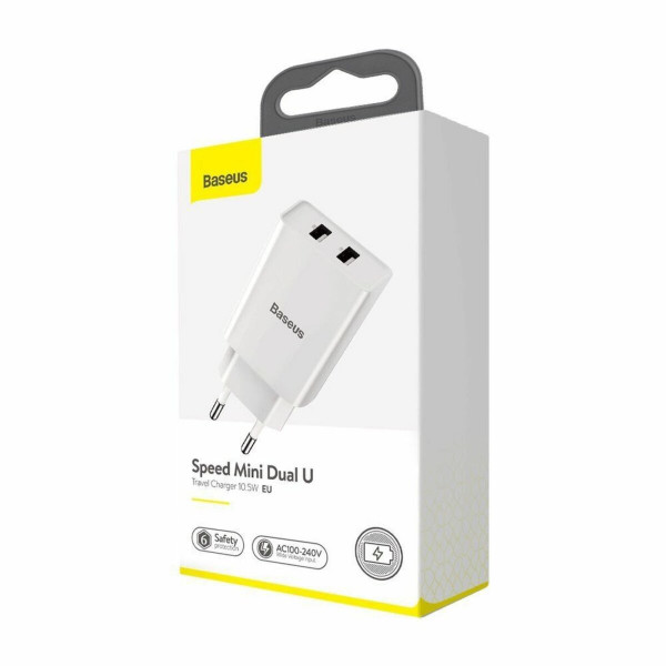Мережевий зарядний пристрій Baseus Speed Mini Dual U Charger 10.5W White