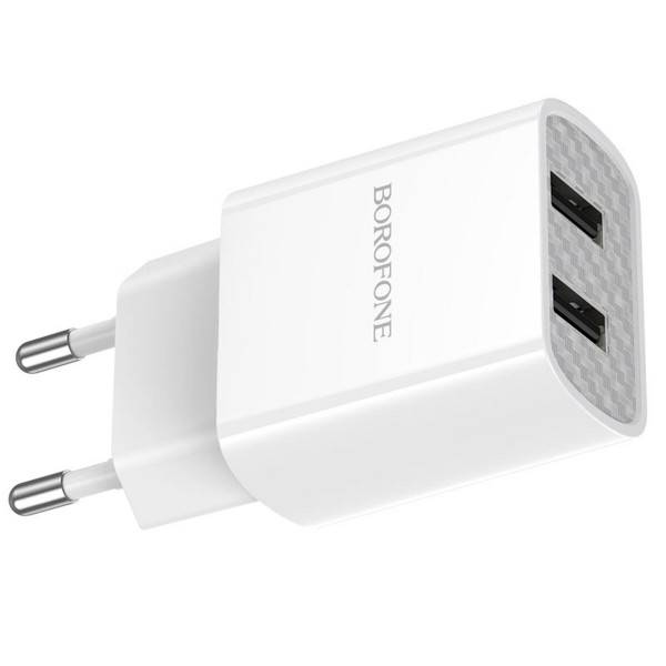 Мережевий зарядний пристрій BOROFONE BA53A Powerway dual port charger Білий