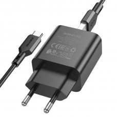 Мережевий зарядний пристрій BOROFONE BA72A Spring single port QC3.0 charger set(Type-C) 18W Чорний