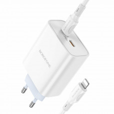 Мережевий зарядний пристрій BOROFONE BA73A Young PD35W dual port(2C) charger set(C to iP) Білий
