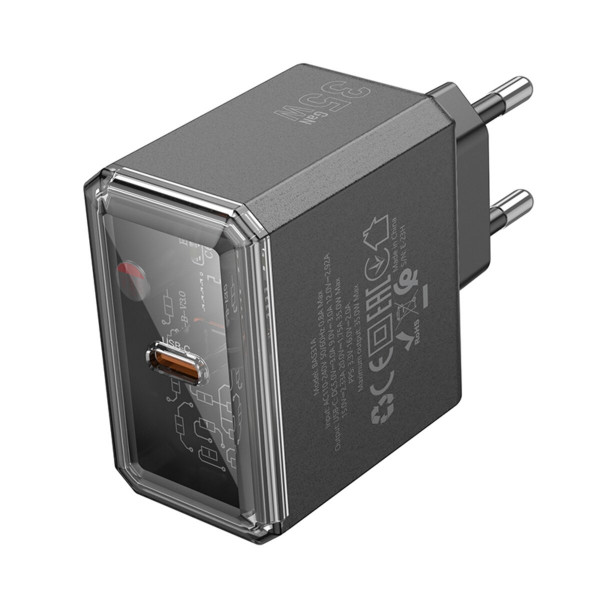 Мережевий зарядний пристрій BOROFONE BAS31A Treasure single port PD35W charger(EU) Black