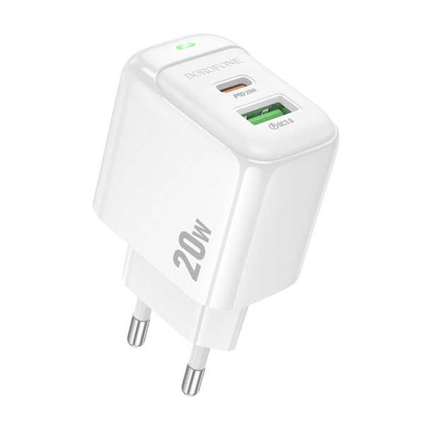 Мережевий зарядний пристрій BOROFONE BAS44A Potential PD20W+QC3.0 charger(EU) Білий