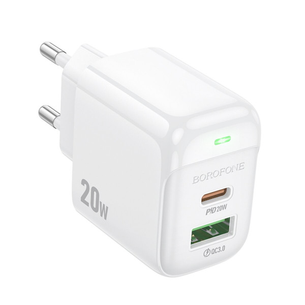 Мережевий зарядний пристрій BOROFONE BAS44A Potential PD20W+QC3.0 charger(EU) Білий