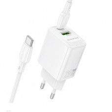Мережевий зарядний пристрій BOROFONE BN27 Fuente PD20W+QC3.0 charger (EU) White