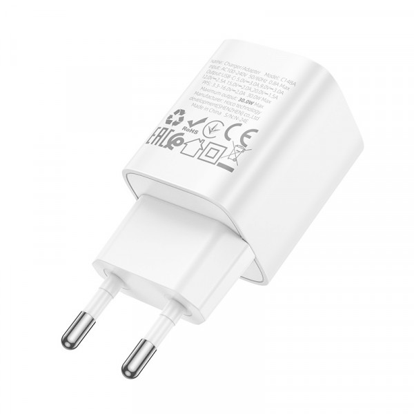 Мережевий зарядний пристрій HOCO C148A Charm single port PD30W charger (EU) White