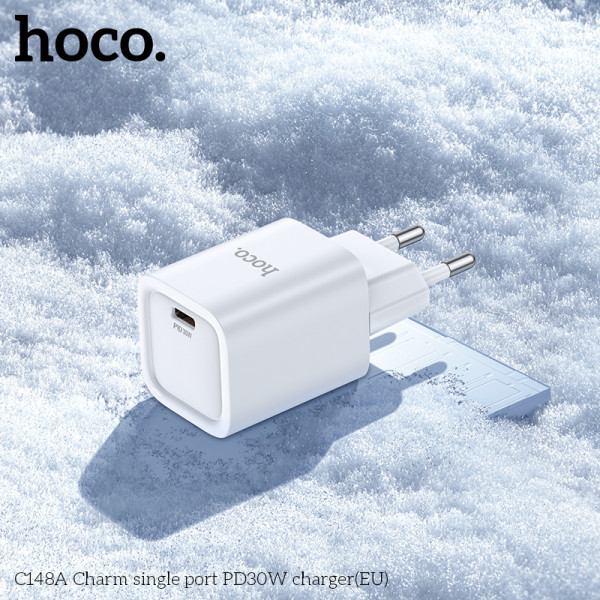 Мережевий зарядний пристрій HOCO C148A Charm single port PD30W charger (EU) White