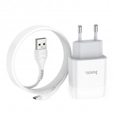 Мережевий зарядний пристрій HOCO C72A Glorious single port charger set(Micro) 10.5W Білий